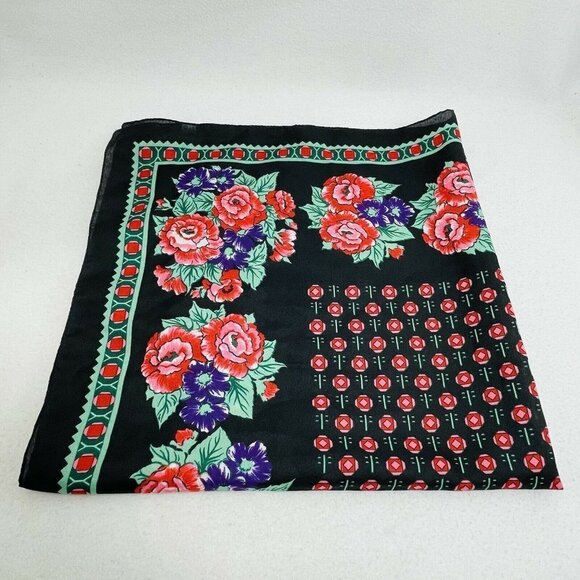 Vintage Handkerchief Hankie Bandana 30x30” Big Square Italy Flower Spring Summer - Picture 3 of 10